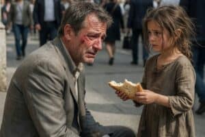 Lost Daughter Reunites a Crying Father on a City Street